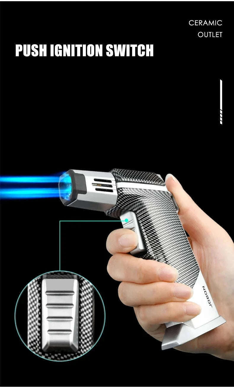 Quad Flame Refillable Butane Torch Lighter with Adjustable Jet Flame-Pattern Four Flame