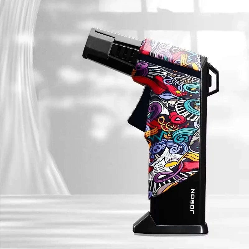 Quad Flame Refillable Butane Torch Lighter with Adjustable Jet Flame-Pattern Four Flame