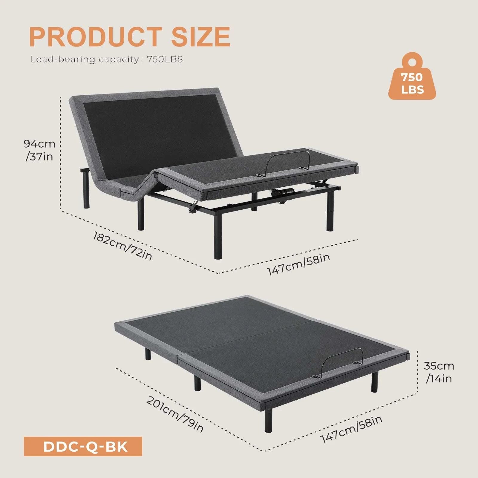 Queen Adjustable Bed Frame with Wireless Remote & Zero Gravity-Twin XL / United States