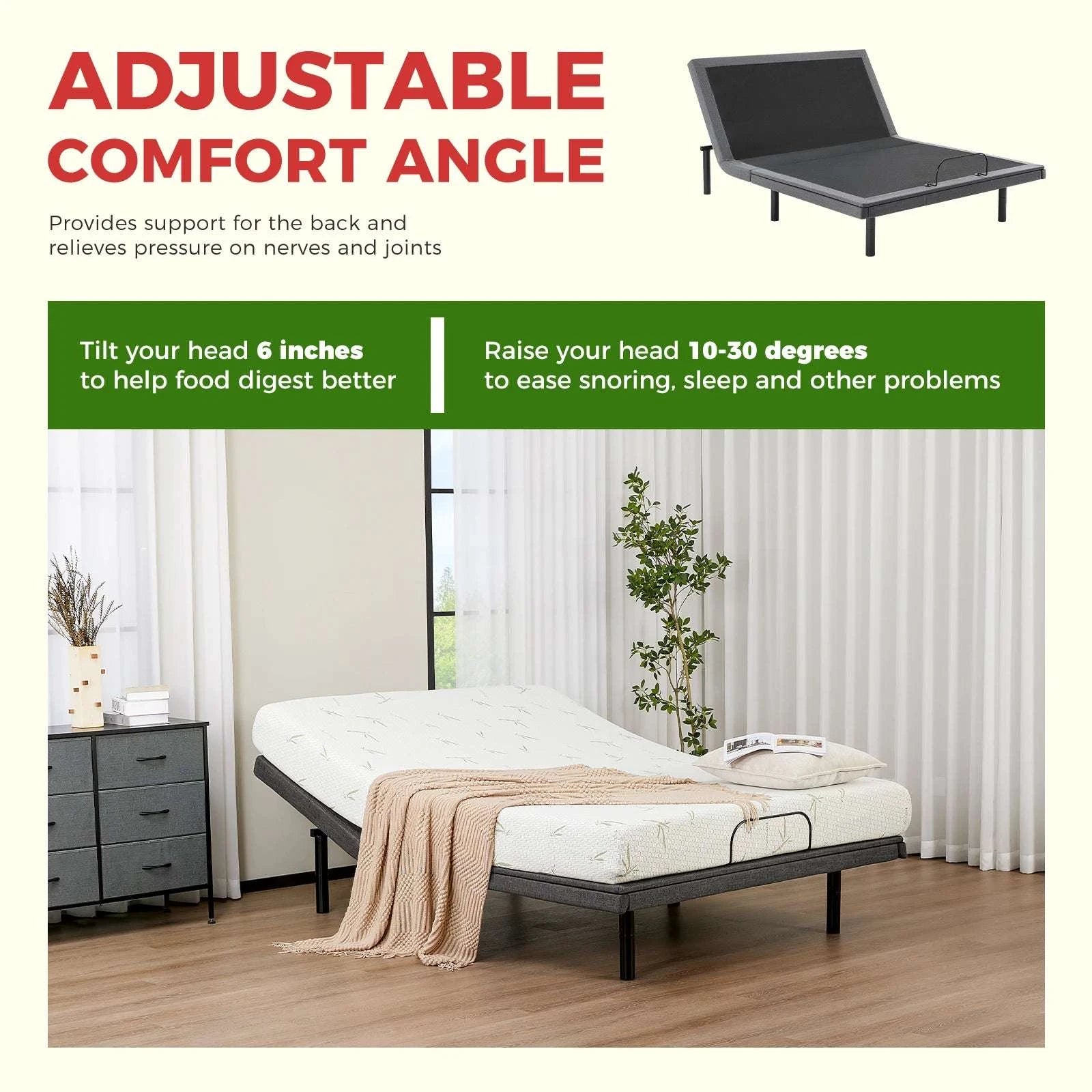 Queen Adjustable Bed Frame with Wireless Remote & Zero Gravity-Twin XL / United States