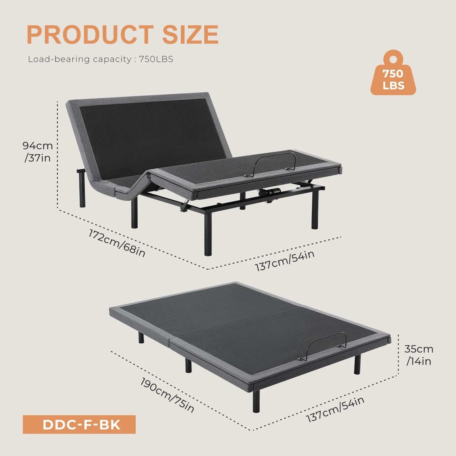 Queen Adjustable Bed Frame with Wireless Remote & Zero Gravity-Twin XL / United States