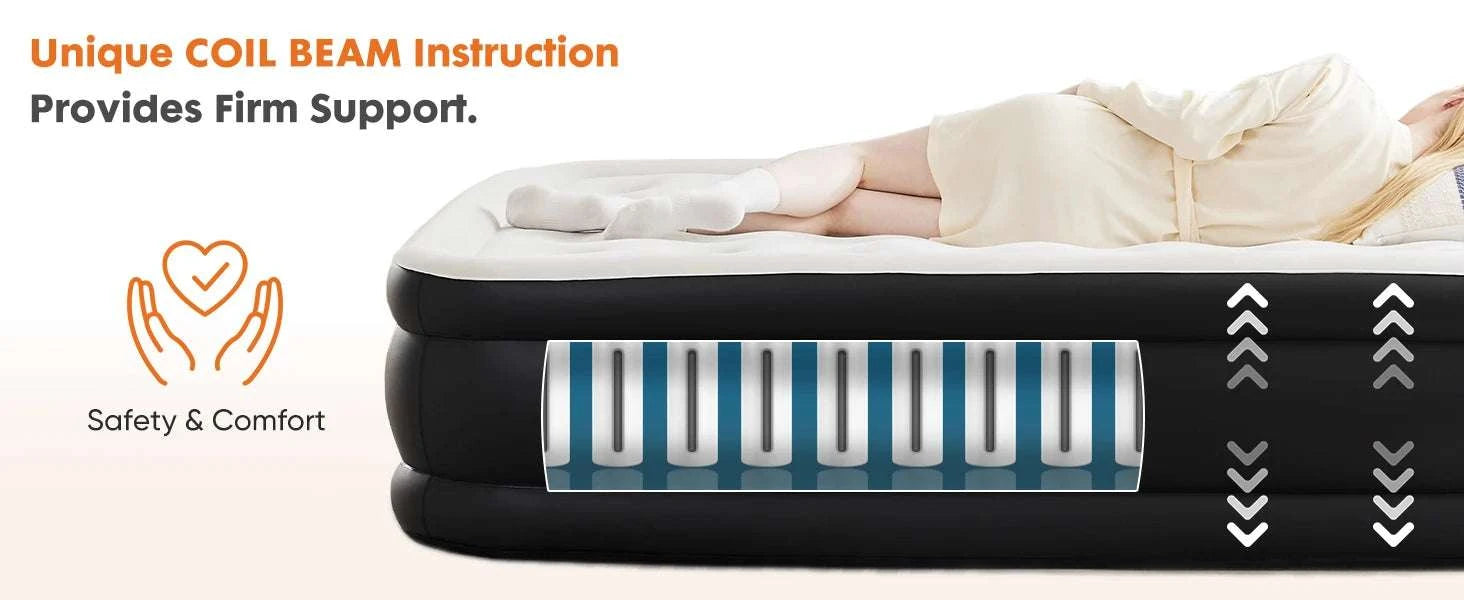 Queen & Twin Air Mattress with Built-In Pump and Non-Slip Base-16IN / Queen / United States