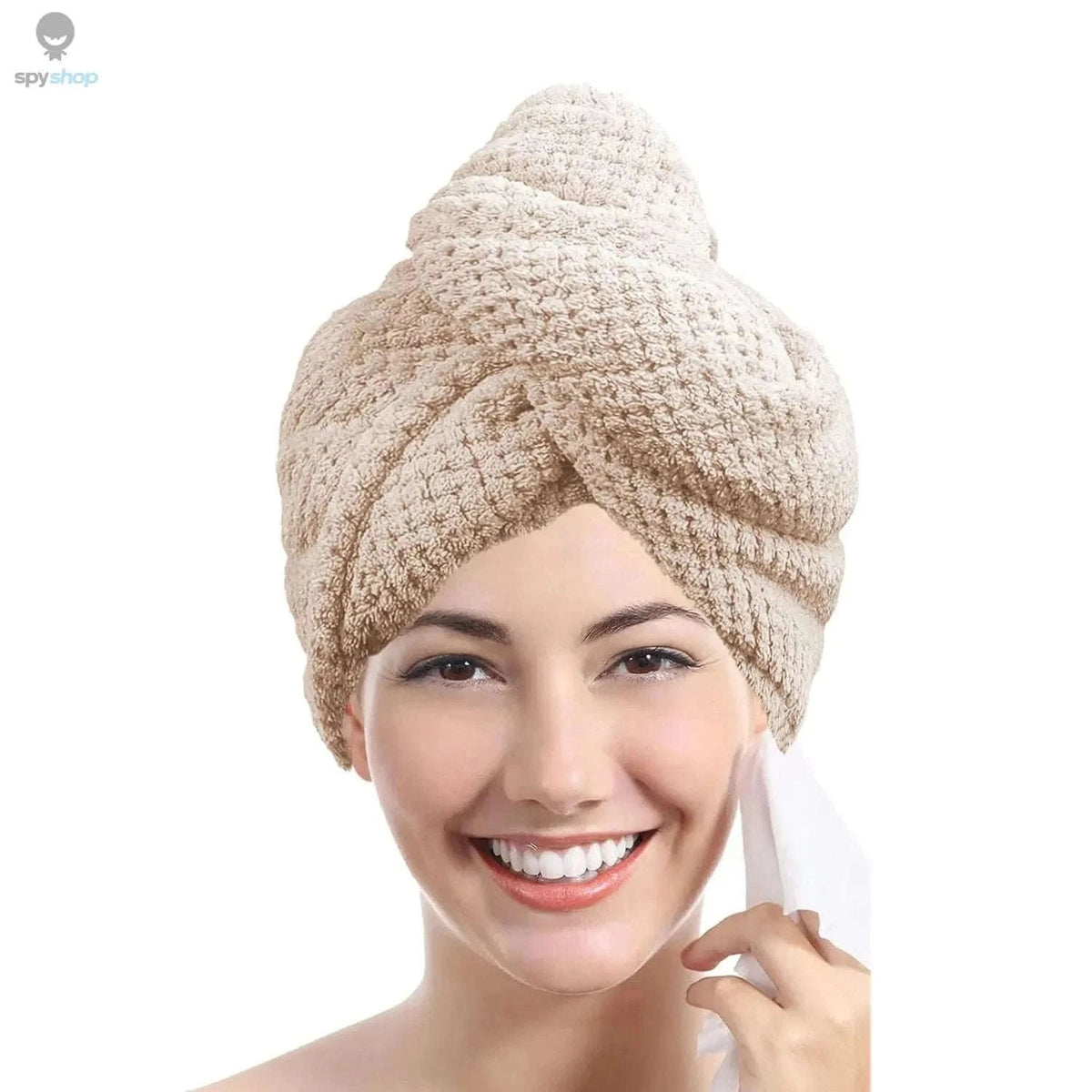 Quick-Dry Microfiber Hair Towel Wrap with Secure Button Closure-light pink