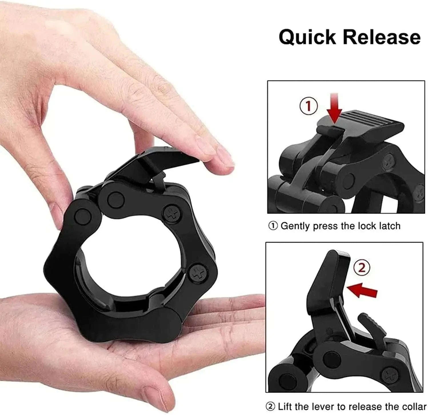 Quick Release Barbell Clamps for Fast, Secure Lifting-25mm red pair