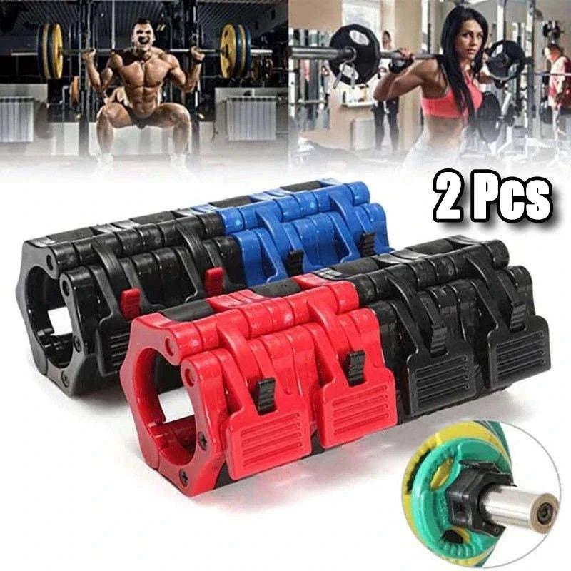 Quick Release Barbell Clamps for Fast, Secure Lifting-25mm red pair