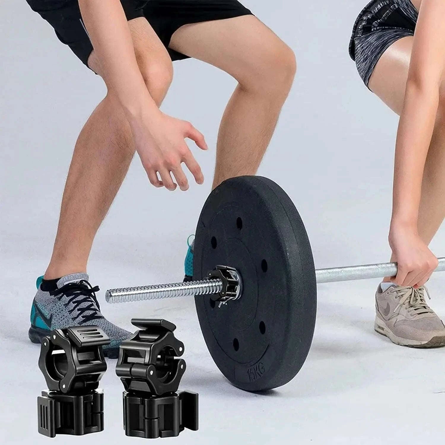 Quick Release Barbell Clamps for Strength Training-25mm red pair