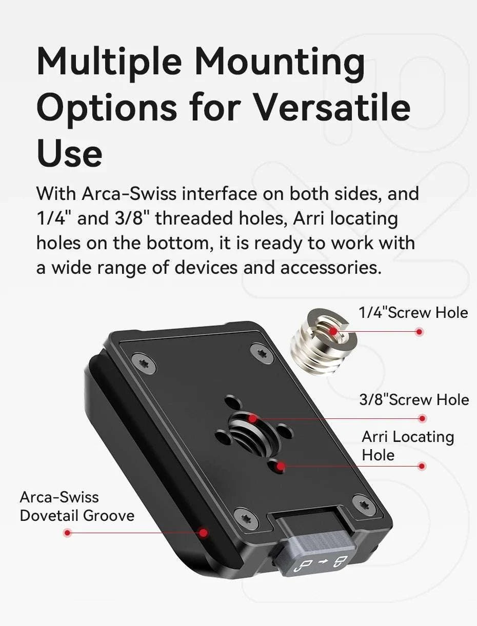 Quick Release Camera Mount Plate & Base Kit for Fast Setup-Black