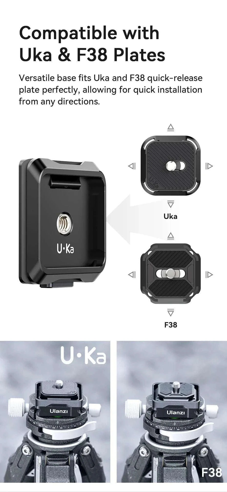 Quick Release Camera Mount Plate & Base Kit for Fast Setup-Black