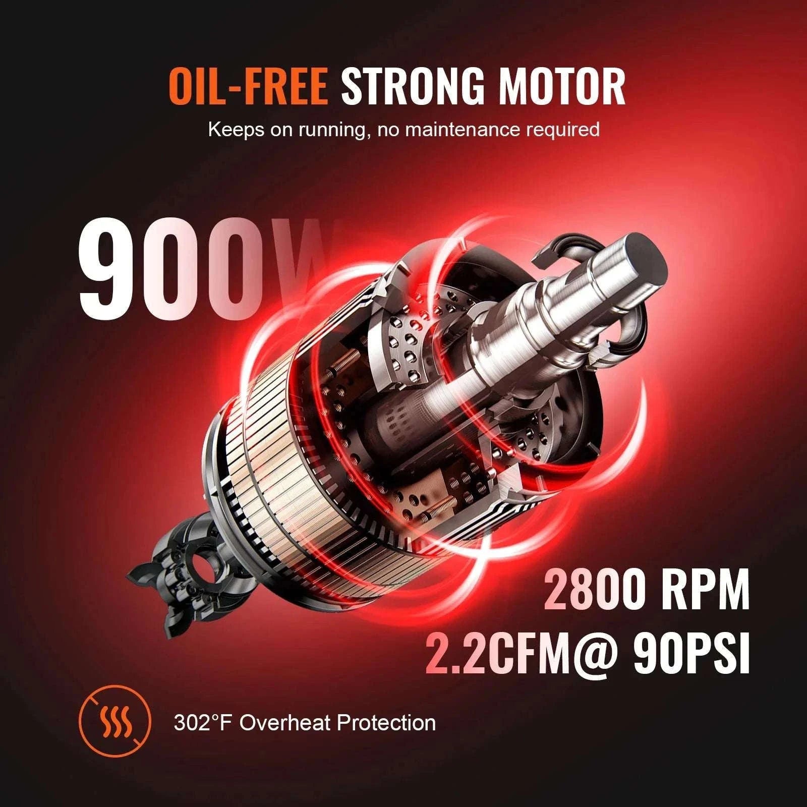 Quiet Oil-Free Air Compressor for Tire Inflation & Air Tools-35L 1800W / United States