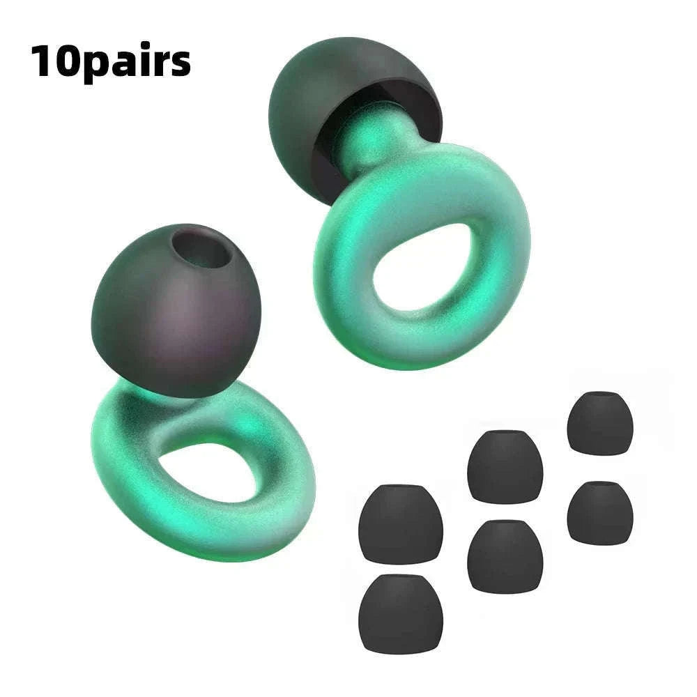 Quiet Reusable Ear Plugs for Noise Reduction and Comfort-10pairs Metal Green