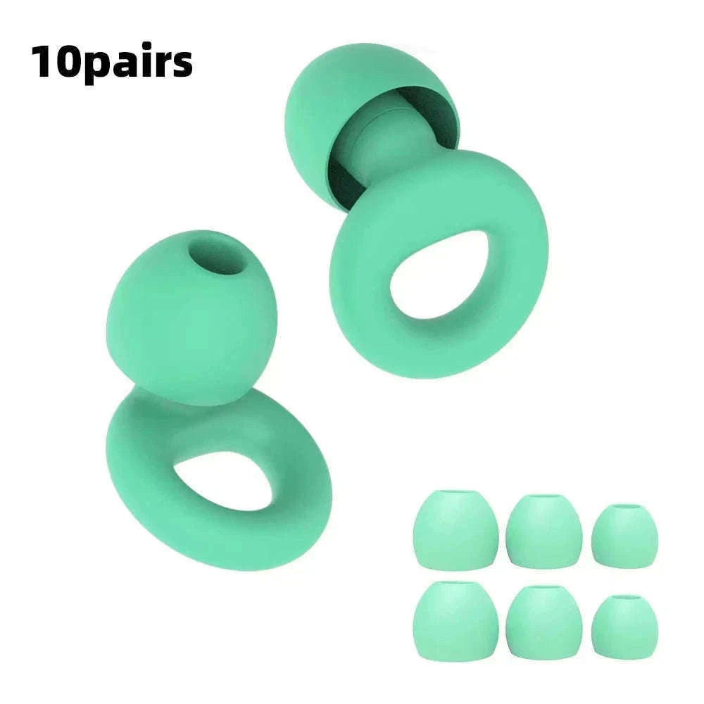 Quiet Reusable Ear Plugs for Noise Reduction and Comfort-10pairs Metal Green