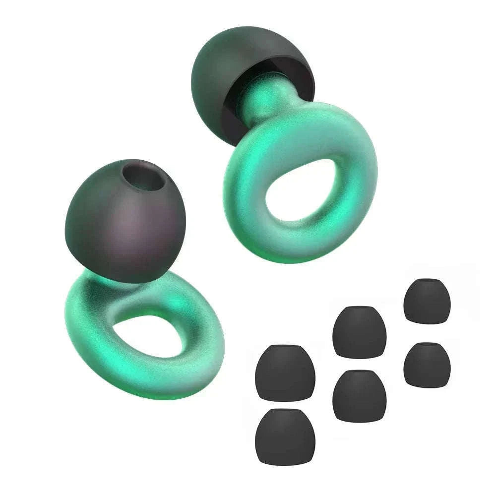Quiet Reusable Ear Plugs for Noise Reduction and Comfort-10pairs Metal Green