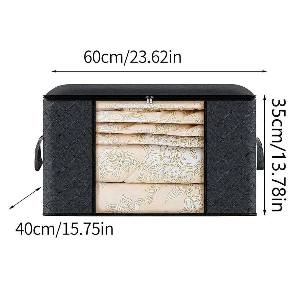 Quilt Storage Bag for Bedding and Clothing Organization-60x40x35cm / Black 90L