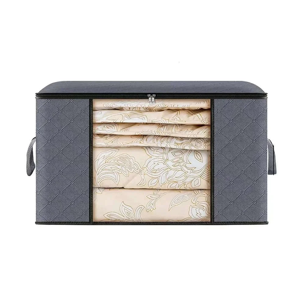 Quilt Storage Bag for Bedding and Clothing Organization-60x40x35cm / Black