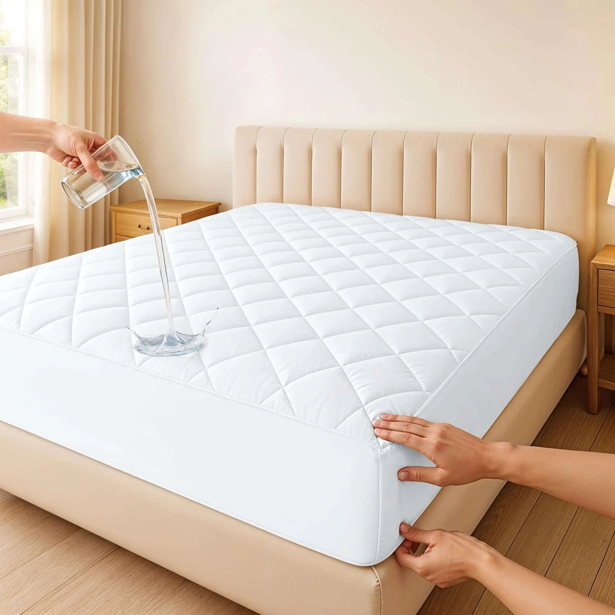 Quilted Mattress Pad with Deep Pocket Fit and Noiseless Comfort-Black / Twin XL / United States