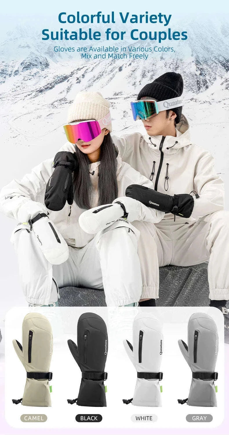 Qunature Ski Gloves with Anti-Slip Palm and Fleece Lining-014-S346-TS / M