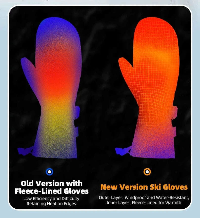 Qunature Ski Gloves with Anti-Slip Palm and Fleece Lining-014-S346-TS / M