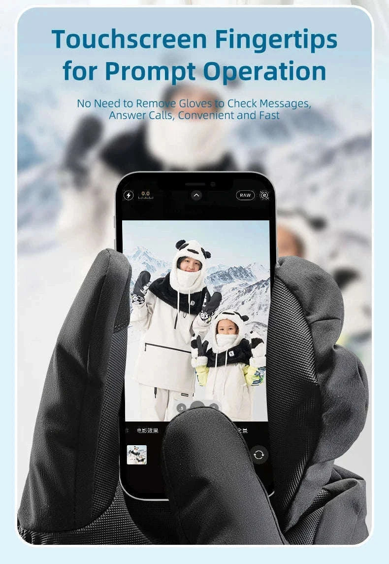Qunature Ski Gloves with Anti-Slip Palm and Fleece Lining-014-S346-TS / M