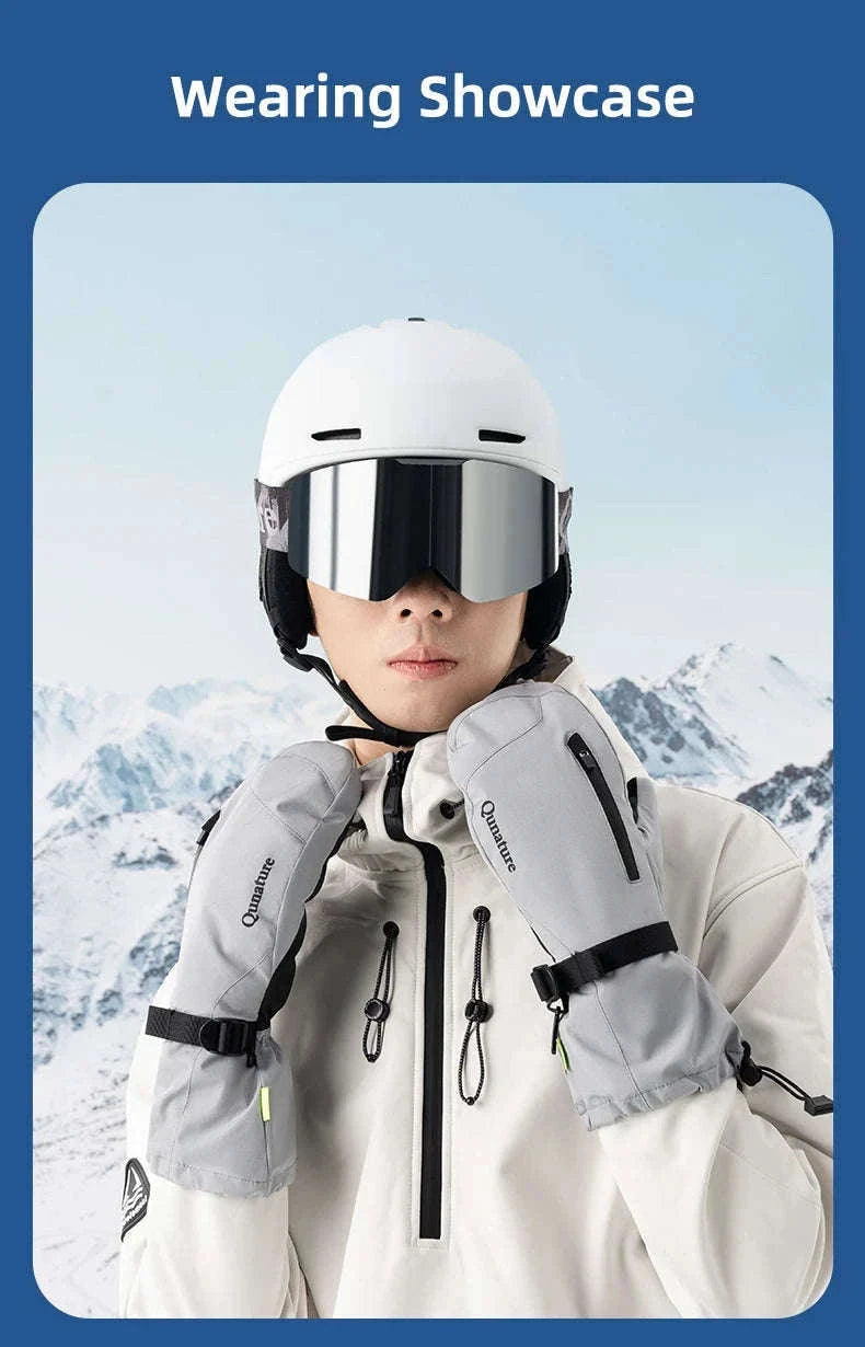 Qunature Ski Gloves with Anti-Slip Palm and Fleece Lining-014-S346-TS / M