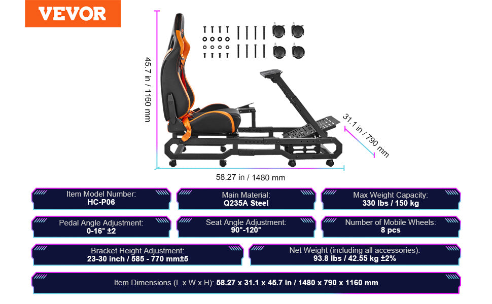 Justerbart racerratstativ til Logitech og Thrustmaster