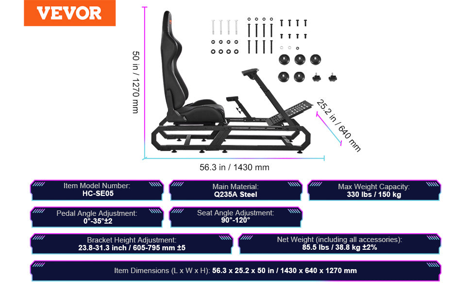 Justerbart racerratstativ til Logitech og Thrustmaster