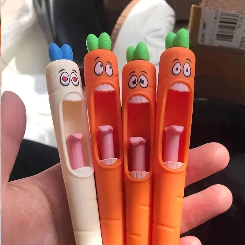Radish Shaped Gel Pens 4-Pack, 0.5 mm Black Ink-4Pcs set