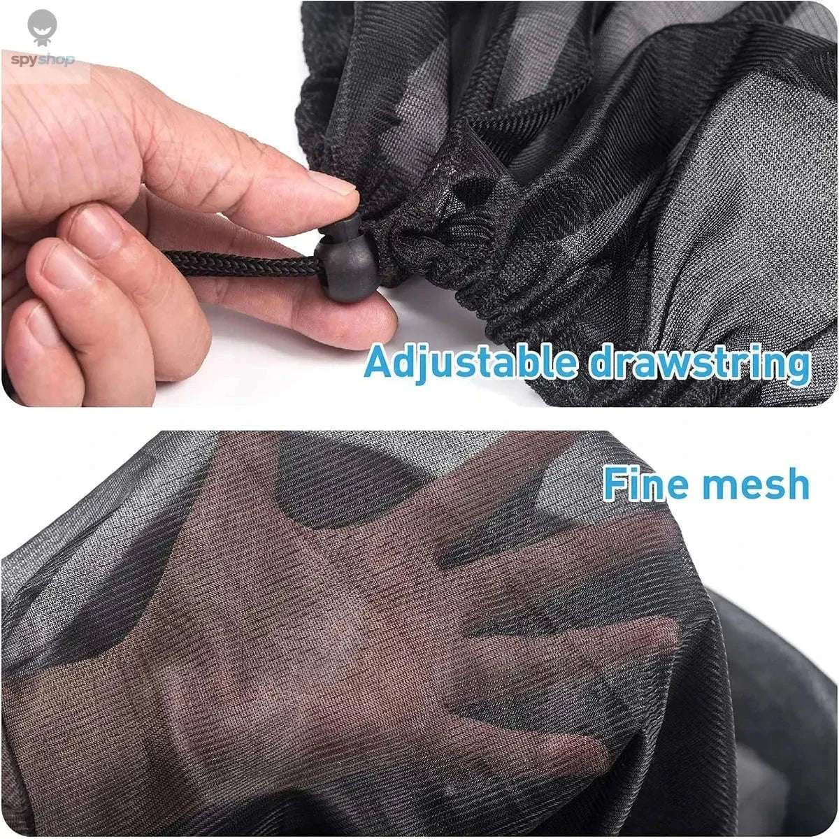Rain Barrel Cover Mesh with Drawstring Protection-black