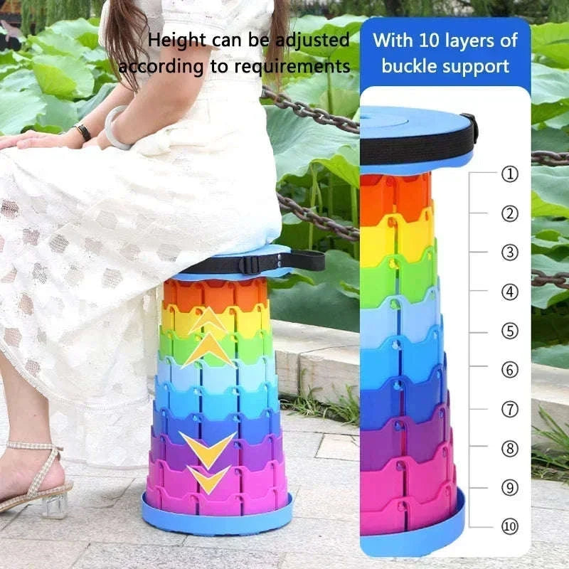 Rainbow Retractable Folding Travel Stool-black / China Mainland
