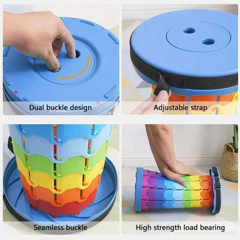 Rainbow Retractable Folding Travel Stool-black / China Mainland