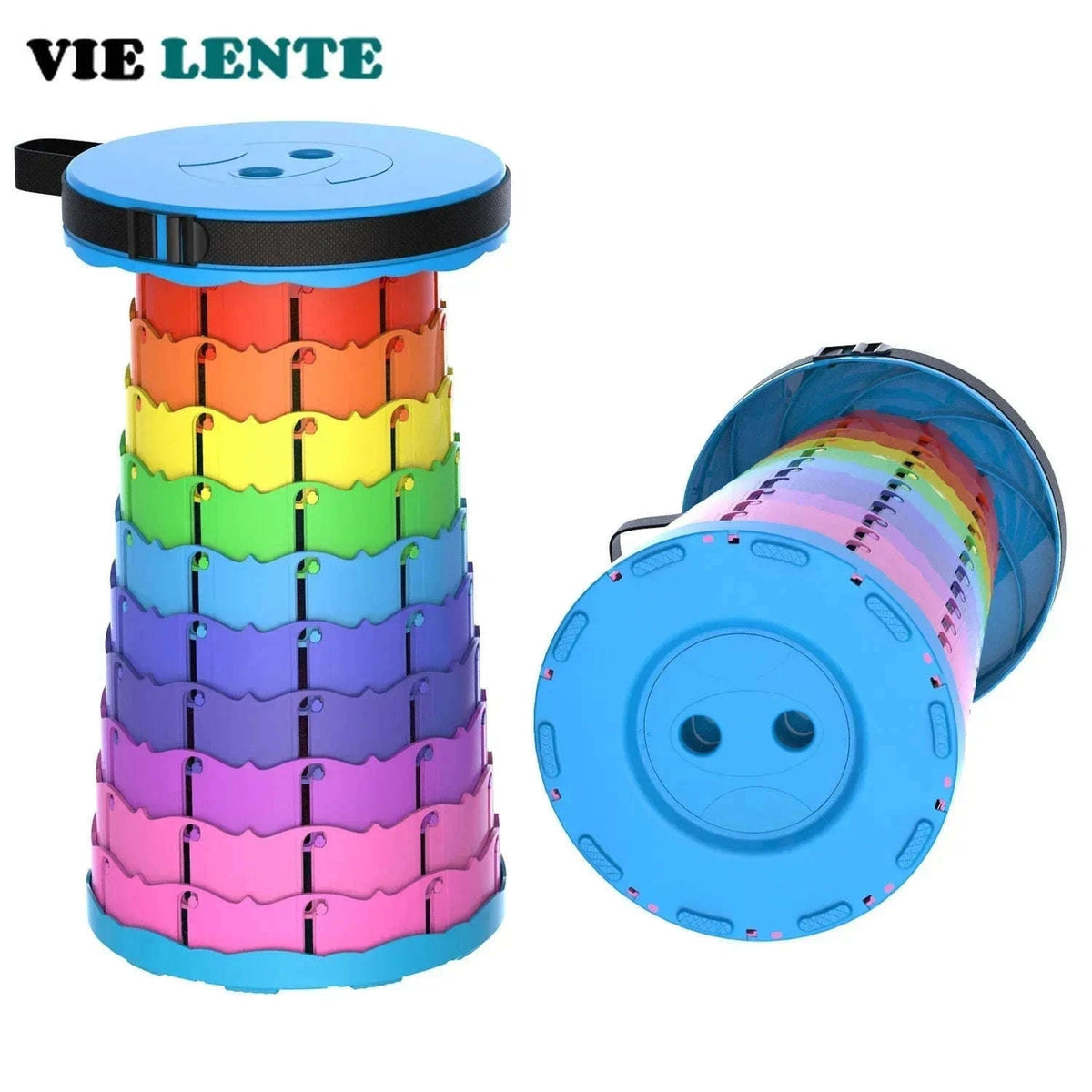 Rainbow Retractable Folding Travel Stool for Instant Sit-Anywhere Comfort-black / China Mainland
