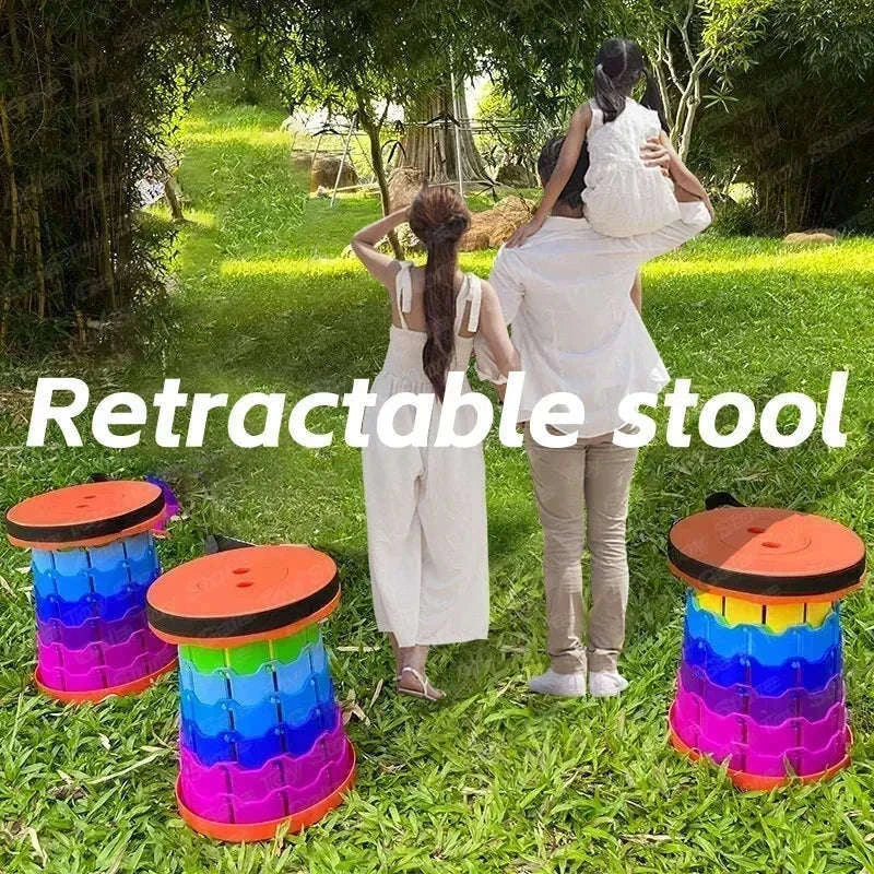 Rainbow Retractable Folding Travel Stool for Instant Sit-Anywhere Comfort-black / China Mainland