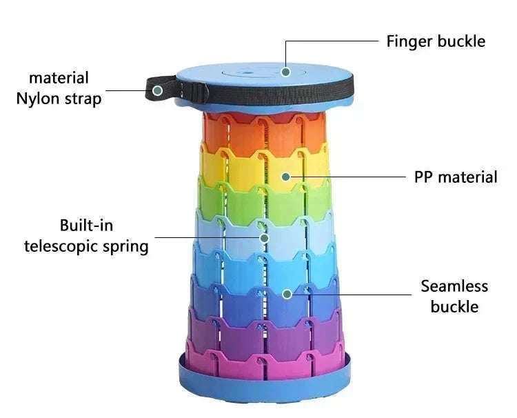 Rainbow Retractable Folding Travel Stool for Instant Sit-Anywhere Comfort-black / China Mainland
