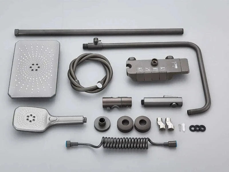 Rainfall Bathroom Shower System Set with Digital Display-White-With Display / Russian Federation