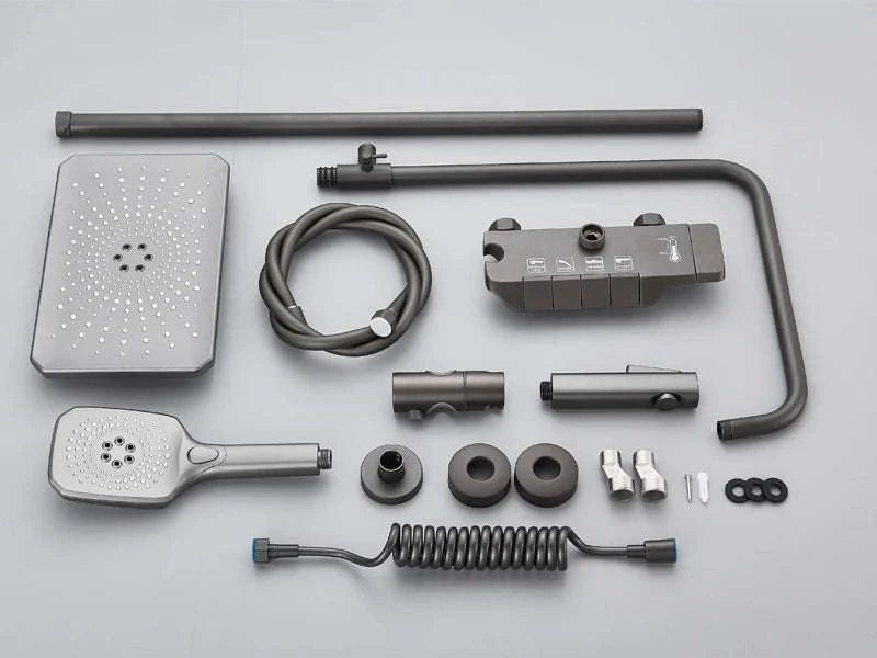 Rainfall Bathroom Shower System Set with Digital Display-White-With Display / Russian Federation