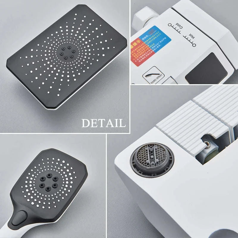 Rainfall Bathroom Shower System Set with Digital Display-White-With Display / Russian Federation