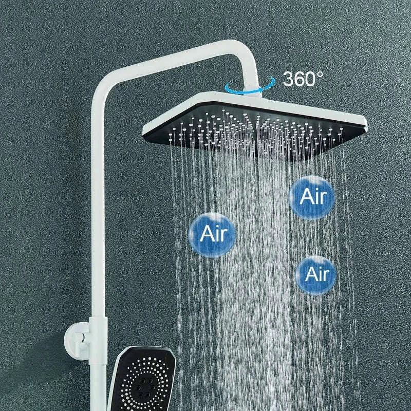 Rainfall Bathroom Shower System Set with Digital Display-White-With Display / Russian Federation