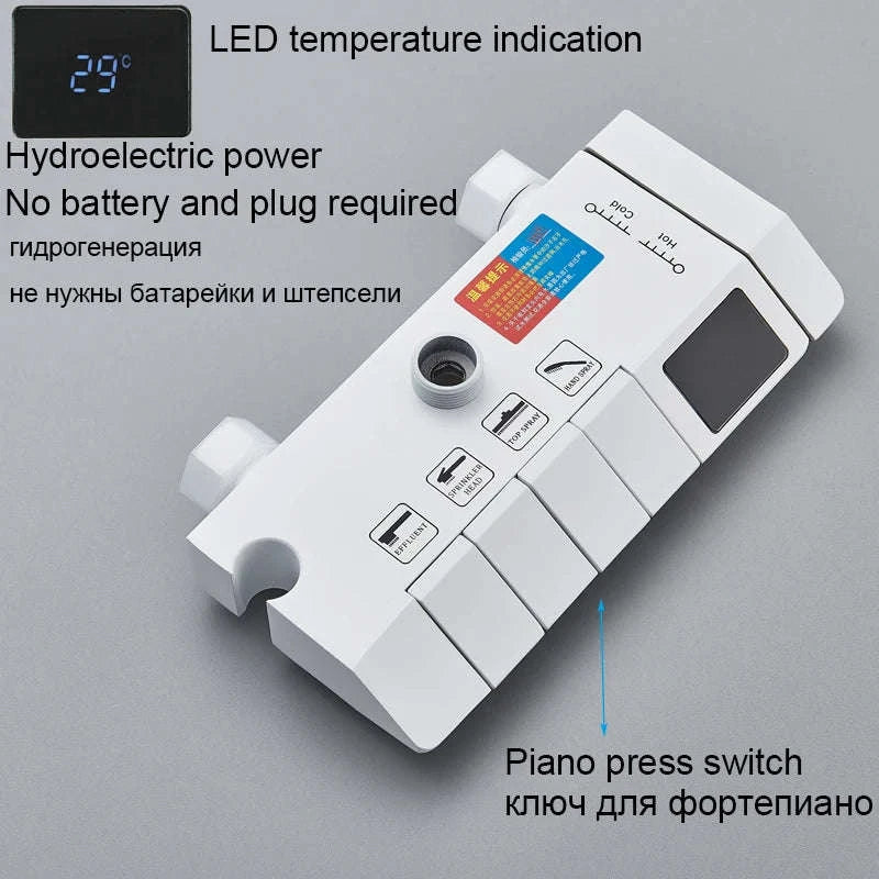 Rainfall Bathroom Shower System Set with Digital Display-White-With Display / Russian Federation