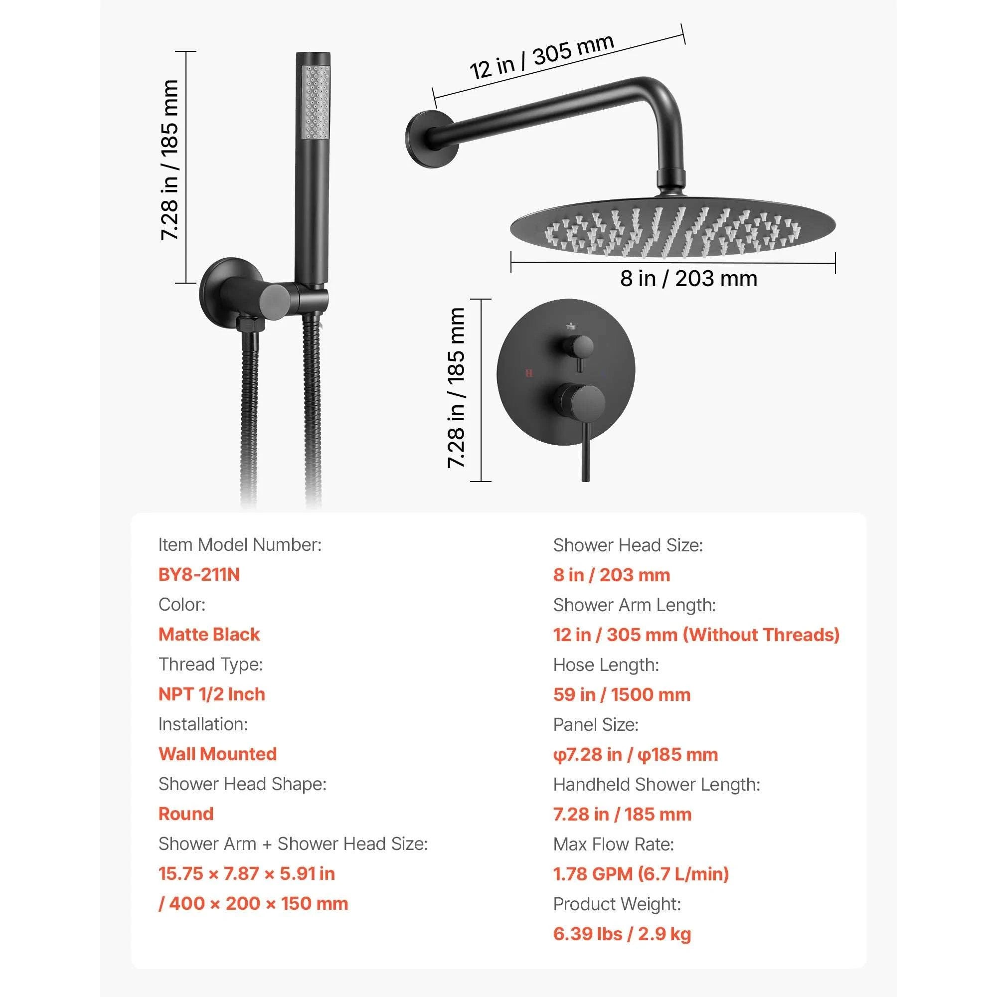 Rainfall Shower System with 10-Inch Head & Handheld Spray Set-Brushed Nickel10Inch / United States