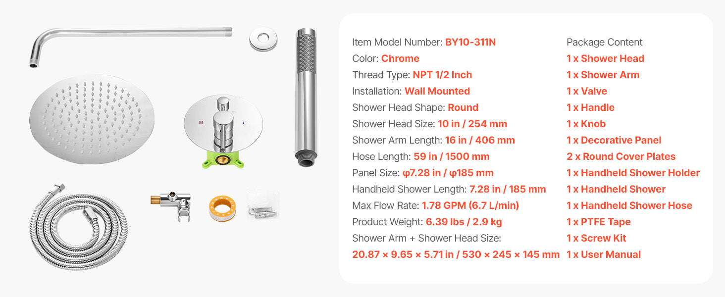 Rainfall Shower System with 10-Inch Head & Handheld Spray Set-Brushed Nickel10Inch / United States