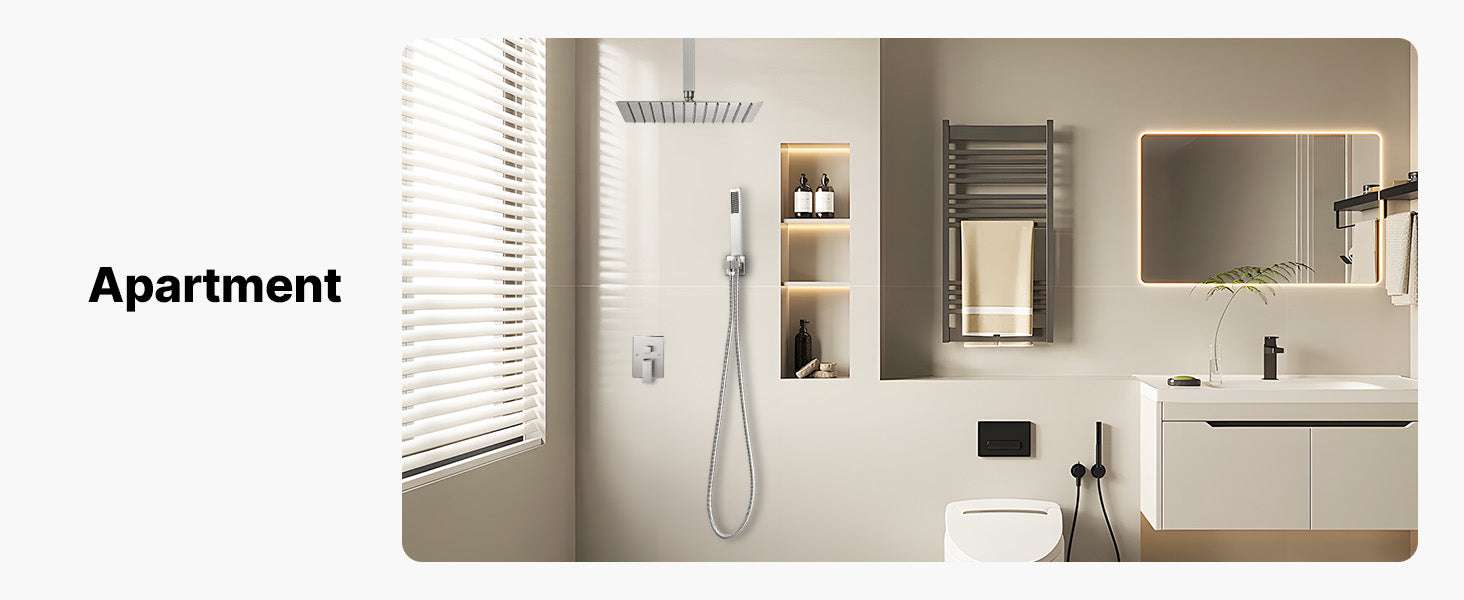 Rainfall Shower System with Ceiling Mount Head & Handheld Set-10in Matte Black / United States