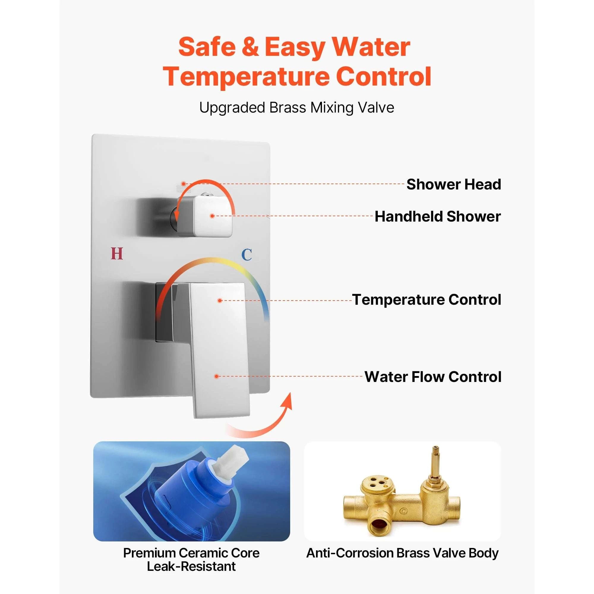 Rainfall Shower System with Ceiling Mount Head & Handheld Set-10in Matte Black / United States