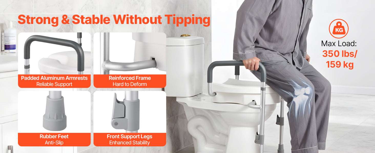 Raised Toilet Seat with Arms, 5" Lift, 350 lb Capacity-17.1 x 15.6 x 7.1 in / United States