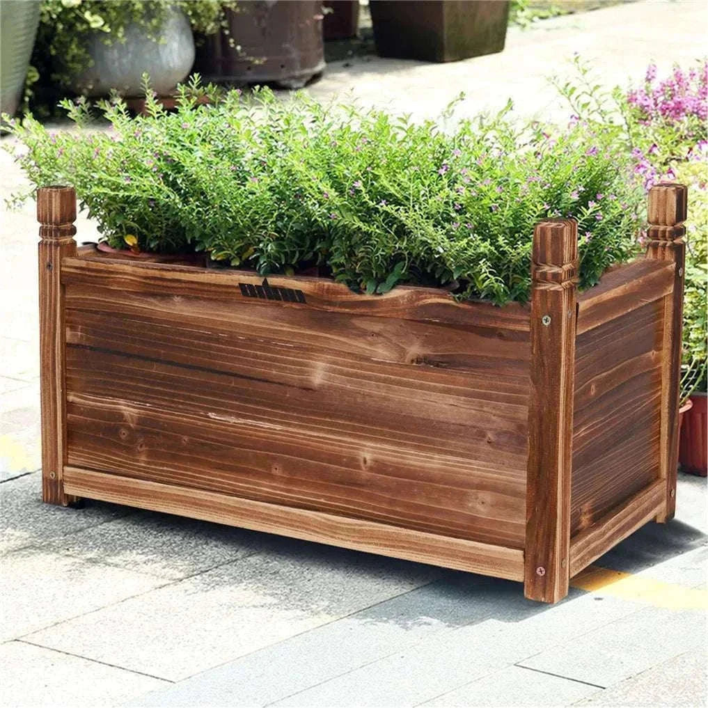Raised Wooden Garden Bed Planter for Vegetables, Herbs & Flowers-Dark Brown L / Australia