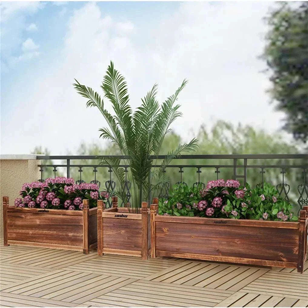 Raised Wooden Garden Bed Planter for Vegetables, Herbs & Flowers-Dark Brown L / Australia