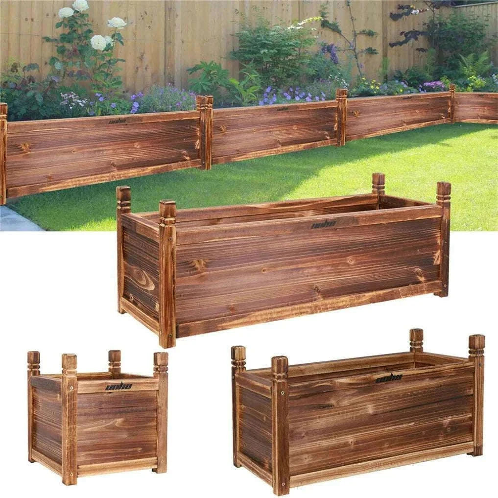 Raised Wooden Garden Bed Planter for Vegetables, Herbs & Flowers-Dark Brown L / Australia