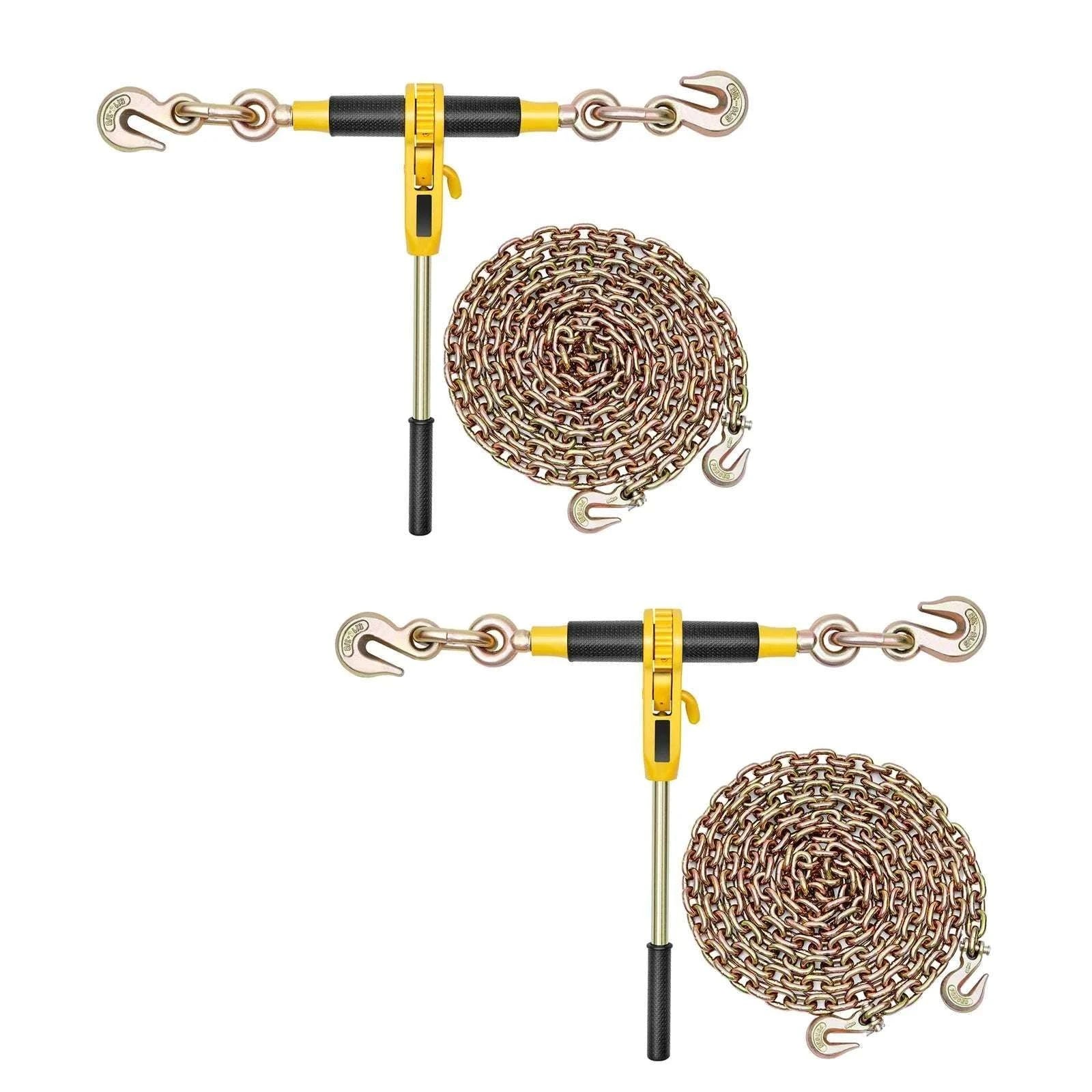 Ratchet Chain Binder Set with G80 Chains for Heavy Load Securing-14ft 4pcs / United States