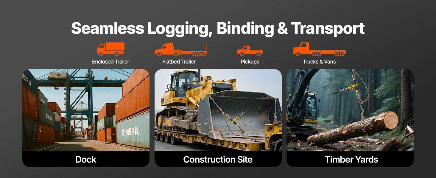 Ratchet Chain Binder Set with G80 Chains for Heavy Load Securing-14ft 4pcs / United States
