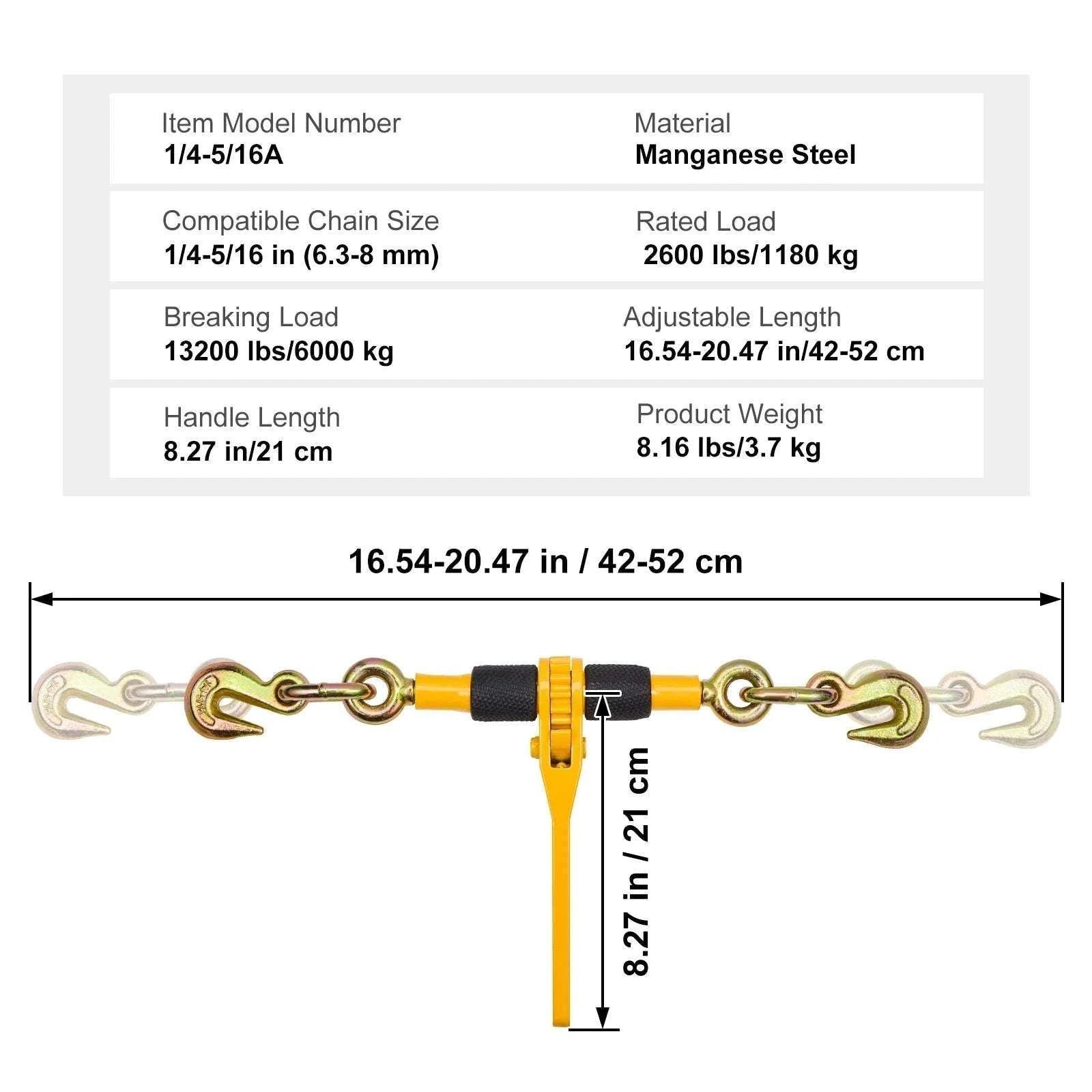 Ratchet Chain Load Binder 1/4"–5/16" Heavy Duty Tie-Down-4pcs / United States