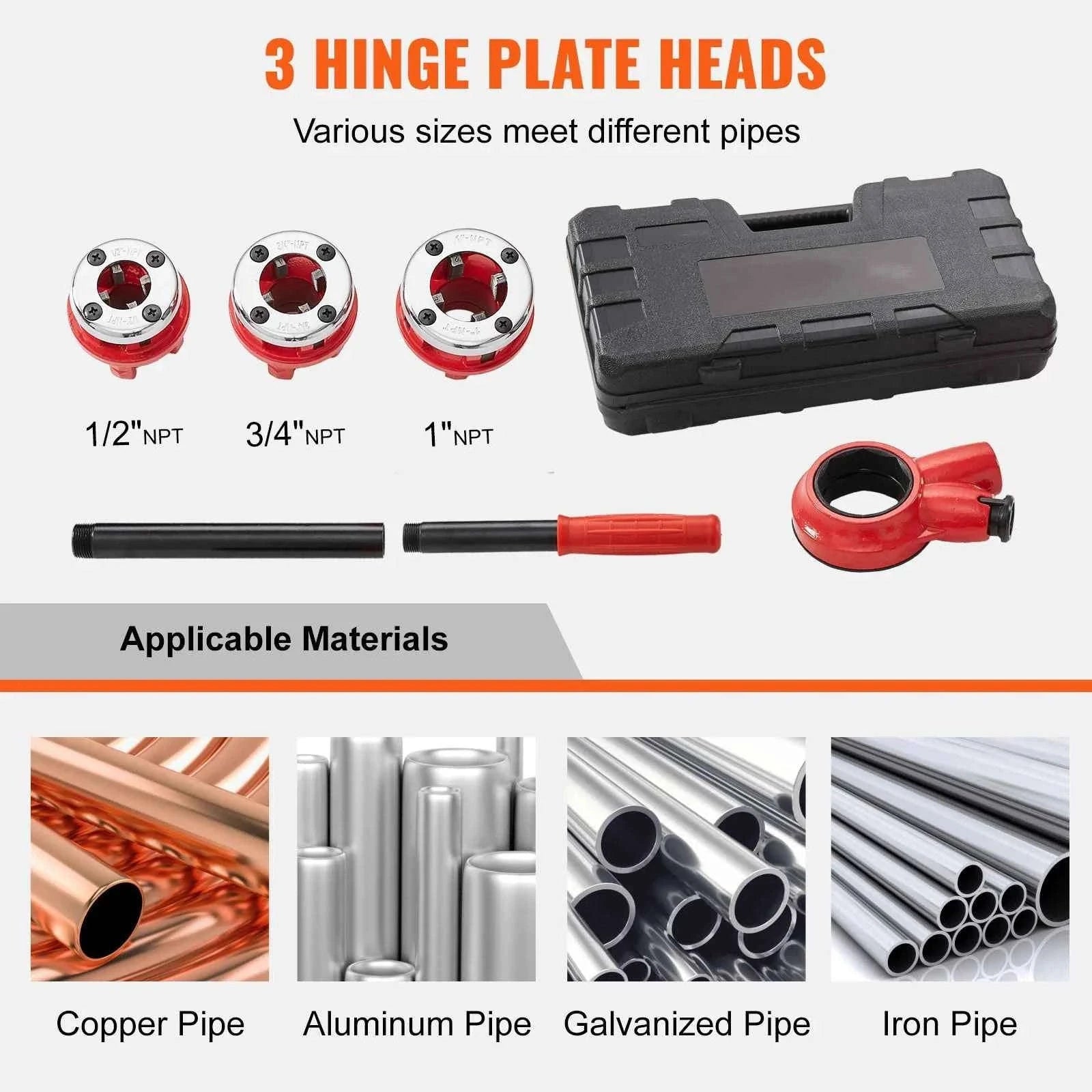 Ratchet Pipe Threader Set with 3 Dies for Copper Pipe-pipe threader / United States