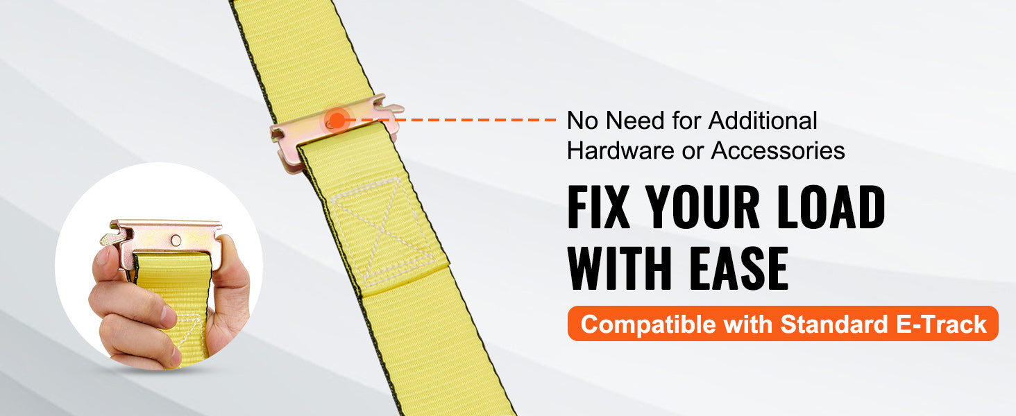 8pcs 2" x 15ft E-Track Ratchet Tie Down Straps 4400 lbs